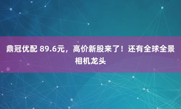 鼎冠优配 89.6元，高价新股来了！还有全球全景相机龙头
