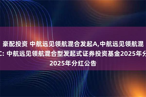 豪配投资 中航远见领航混合发起A,中航远见领航混合发起C: 中航远见领航混合型发起式证券投资基金2025年分红公告